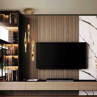 Hanglamp Twist, 3-l. Aluminium, metaal, acryl, goudkleurig