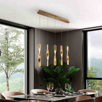 Hanglamp Twist, 5-lamps Aluminium, metaal, acryl, goudkleurig