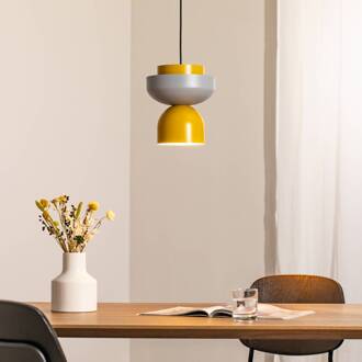 Hanglamp Ulia, geel/grijs, metalen kap geel, grijs