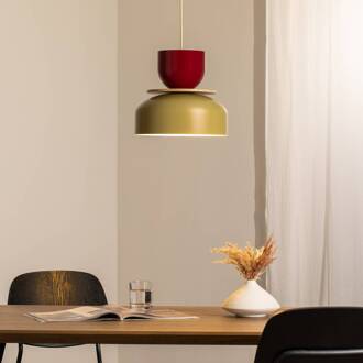 Hanglamp Uto, beige-bruin/donkerrood, Ø 30 cm, metaal beige-bruin, donkerrood