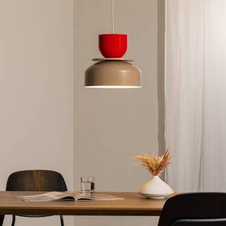 Hanglamp Uto, beige/rood, Ø 30 cm, metaal beige, rood