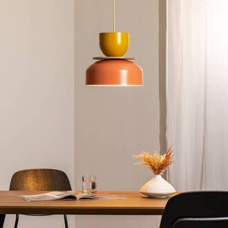 Hanglamp Uto, koraal/geel, Ø 30 cm, metaal koraal, geel