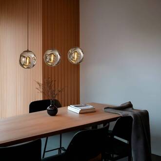hanglamp Valentina, E14, 3-lamps, rookgrijs, glas bruin, rookgrijs