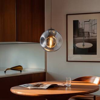 hanglamp Valentina, E27, Ø 25 cm, rookgrijs, glas rookgrijs, koffie