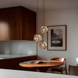 hanglamp Valentina, E27, Ø 49 cm, rookgrijs, glas rookgrijs, koffie