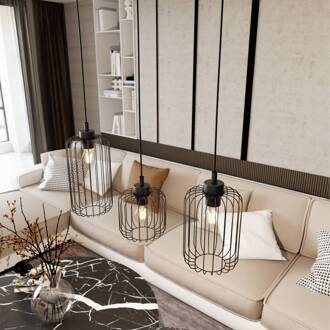 Hanglamp Vander, 3-lamps, 60 cm, zwart, metaal, E27