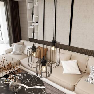 Hanglamp Vander, 3-lamps, Ø 30 cm, zwart, metaal, E27