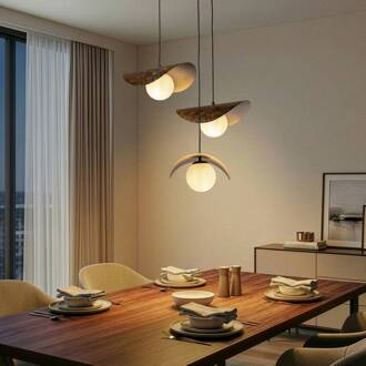 Hanglamp Vatoz, 3-lamps, zwart, Ø 50 cm, metaal zwart, wit, bruin