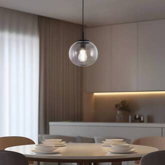 Hanglamp Vibe, grafietgrijs-transparant glas, Ø 20 cm grafiet grijs-transparant, zwart