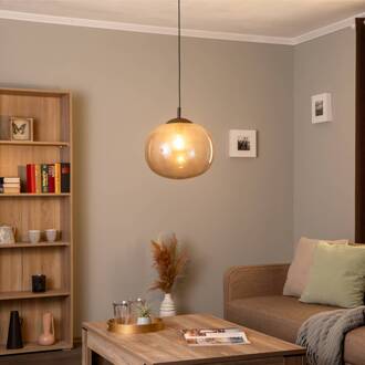 Hanglamp Vibe, grafietgrijs-transparant glas, Ø 35 cm grafiet grijs-transparant, zwart