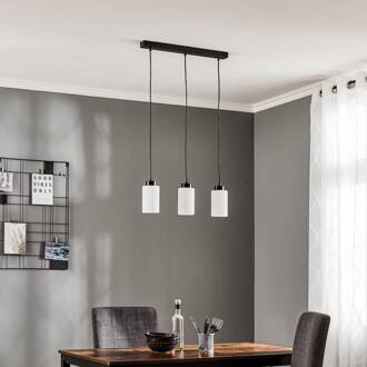Hanglamp Vitrio, 3-lamps, langwerpig, zwart/wit zwart, wit