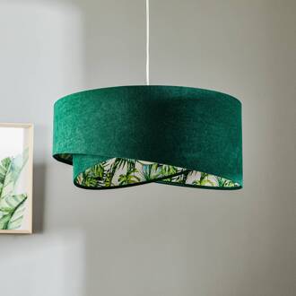 Hanglamp Vivien, groen met bloemenprint all-over groen, wit