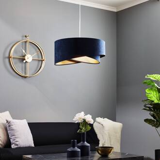 Hanglamp Vivien, tweekleurig, blauw/goud blauw, goud