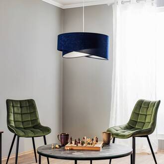 Hanglamp Vivien, tweekleurig, blauw/zilver blauw, zilver