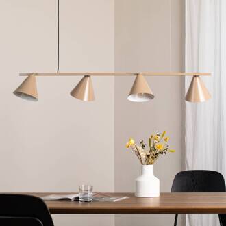 Hanglamp vorm 4, beige, metaal, 4-lamps, kegel, E27