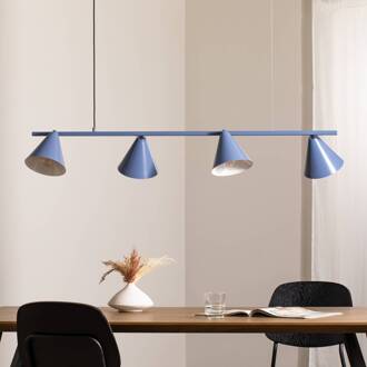 Hanglamp vorm 4, blauw, metaal, 4-lamps, kegel, E27 lichtblauw