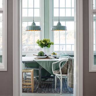 hanglamp Wells, groen/goud, Ø 43 cm, metaal groen, goud