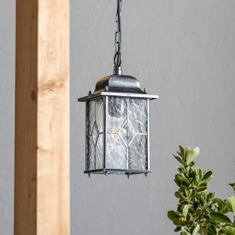 Hanglamp Wexford WX9, IP23, zwart-zilver, metaal, glas zwart-zilver, helder