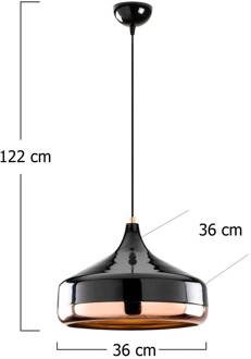 Hanglamp Yildo 253-S 1-lamp Ø36cm zwart/koper zwart, koper