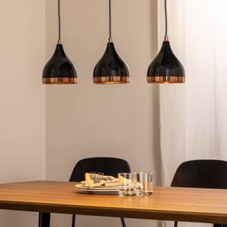Hanglamp Yildo, lengte 65 cm, zwart/koper, metaal zwart, koper
