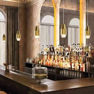 hanglamp Yuma, messingkleurig, Ø 11 cm messing gepolijst, helder