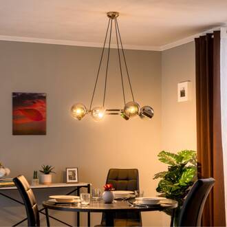 Hanglamp Zerde 4+4, Ø 82 cm, goud, 8-lamps