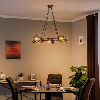 Hanglamp Zerde 4+4 Ø 82 cm zwart-chroom 8-lamps