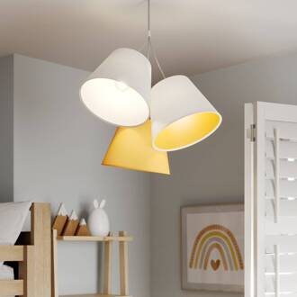 Hanglamp Zsofia, 3-lamps wit/geel wit, geel