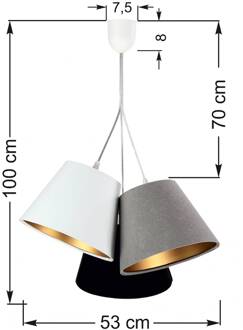 Hanglamp Zsofia 3-lamps wit/grijs/zwart/goud wit, grijs, zwart, goud