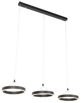 Hanglamp zwart langwerpig incl. LED 3-staps dimbaar 3-lichts