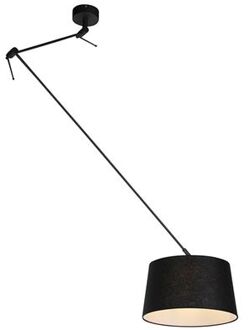 Hanglamp zwart met linnen kap zwart 35 cm - Blitz