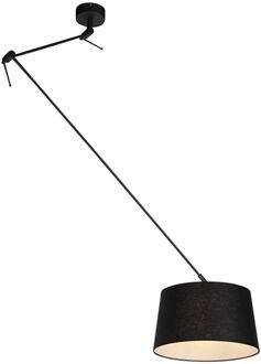 Hanglamp zwart met linnen kap zwart 35 cm - Blitz