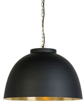 Hanglamp zwart met messing binnenkant 60 cm - Hoodi Goud, Zwart