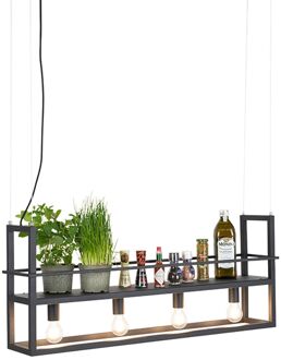 Hanglamp zwart met rek 4-lichts - Cage Rack