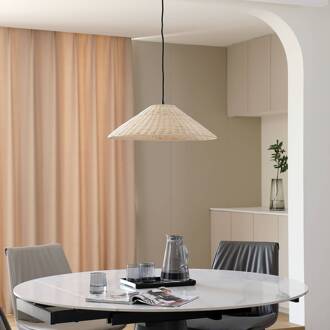 hanglamp Zyralia, houtkleurig, rotan, Ø 50 cm licht hout, zwart