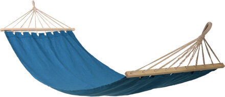 Hangmat Beach Vibes - blauw - 200 x 100 cm - met houten/touwen frame