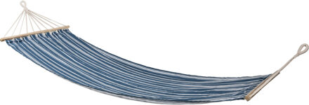 Hangmat Beach Vibes - blauw/naturel - 200 x 80 cm - met houten/touwen frame