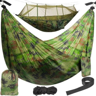 Hangmat met klamboe - camouflage - nylon - 260 x 140 cm