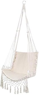 Hangmat Stoel Macrame Swing Opknoping Katoenen Touw Hangmat Schommel Stoel Voor Indoor wit