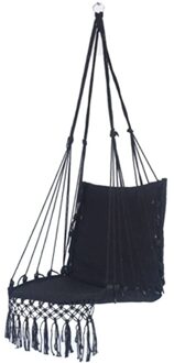 Hangmat Stoel Macrame Swing Opknoping Katoenen Touw Hangmat Schommel Stoel Voor Indoor zwart