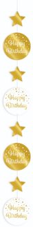 hangslinger Happy Birthday 120 cm papier goud/wit Goudkleurig