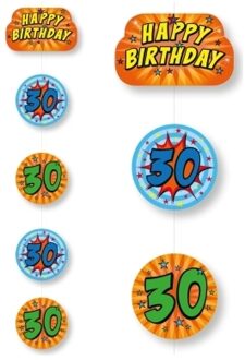 Hangslingers 30 jaar blauw/oranje - Hangdecoratie Multikleur