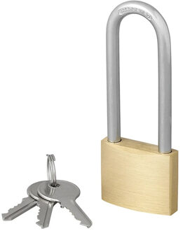 Hangslot - 40 mm - lange beugel - 3 sleutels - messing - sloten