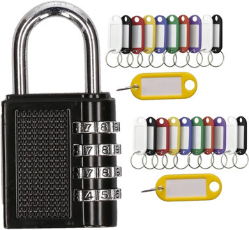 Hangslot/cijferslot met 20x stuks sleutellabels