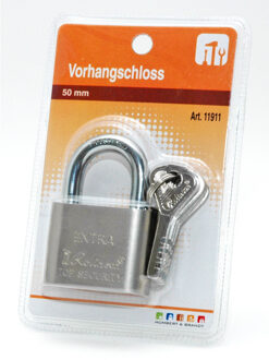 Hangslot met 3 sleutels - 50 mm - messing - kofferslot