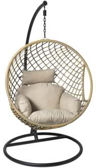 Hangstoel Havana met beige kussens - bruin - 186 cm