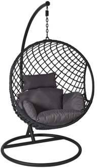 Hangstoel Havana met zwarte kussens - zwart - 186 cm