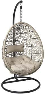 Hangstoel Hawaii met beige kussens - bruin - 196 cm