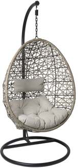 Hangstoel Hawaii met grjize kussens - bruin - 196 cm