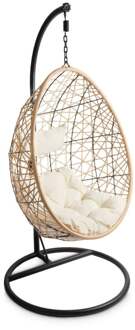 Hangstoel Naturel |Witte kussens|ei-egg chair|Lounge stoel|Rotan| Bohemian Woondecoratie|